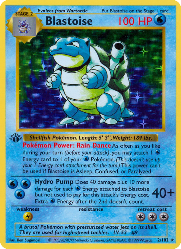 BLASTOISE · BASE SET – sběratelská karta v gradingovém pouzdře, hodnocení 10